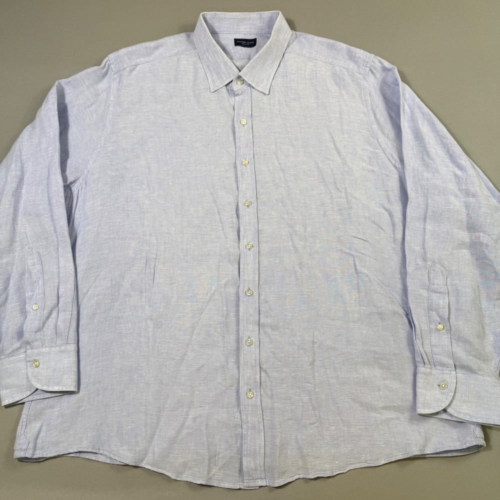 Proper Cloth Button Down Shirt Mens 18.5-35.5 Light Blue 100% Linen Business EUC